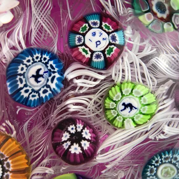 Perthshire PP13 1972 Spaced Millefiori Latticinio Rod Amethyst Paperweight Cert - Picture 7 of 13